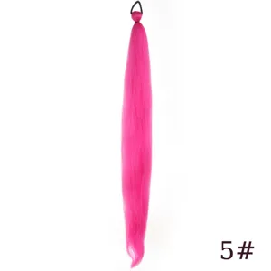 Synthetic hair braiding ponytail extension in vibrant pink color with hair tie.