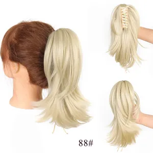 Extension de queue de cheval blonde synthétique à pince, postiche ondulée naturelle pour femmes.