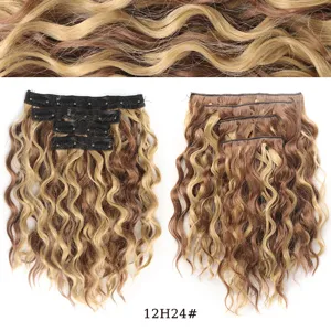 Extension capelli mossi sintetici con clip 30cm, ciocche ricce naturali per donne.