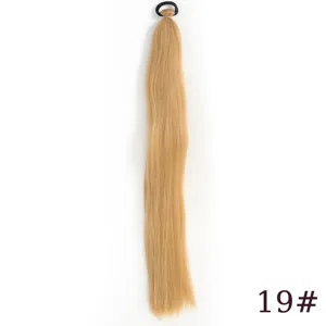 Synthetic blonde hair extension braid detail, 65cm length, 50g weight with hair tie.
