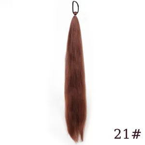 Synthetic hair braid ponytail extension with hair tie loop, long 65cm brown hair piece for women.