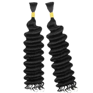 Mèches de cheveux synthétiques deep wave lot de 2 46cm 160g noirs pour tresses