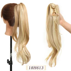 Extention coda di cavallo sintetica con clip a griffe capelli biondi ondulati