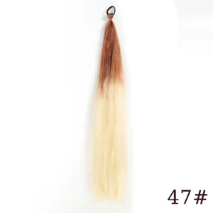 Synthetic gradient hair extension ponytail with black hair tie, 65cm length detail