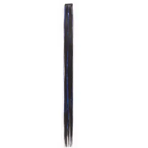 Extension de cheveux à clip 60cm avec mèches scintillantes bleues pour coiffure.