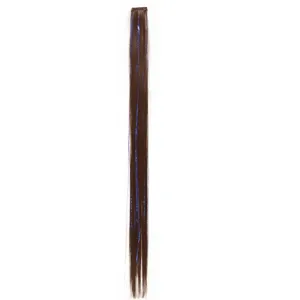 Extension de cheveux marron avec mèches brillantes tinsel laser détail clip 60cm.