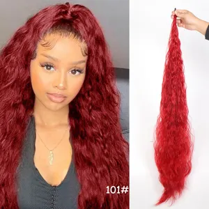 Longue queue de cheval synthétique bouclée bordeaux extension de cheveux frisés 95cm pour femme