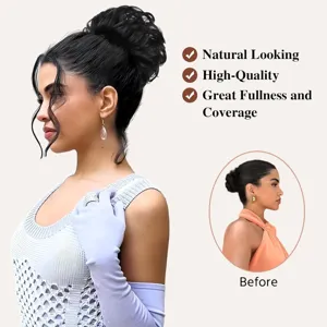 Chignon en cheveux synthétiques 11cm 55g peigne amovible volume naturel vue détaillée