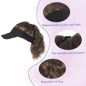 Cappello a Cima Vuota da Donna con Parrucca a Coda di Cavallo Permanente al Mais in Seta ad Alta Temperatura Sintetica Traspirante