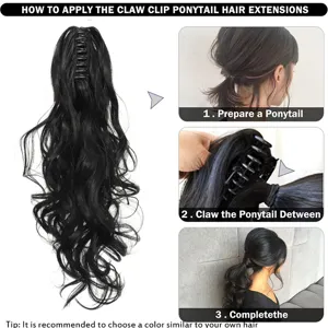 Synthetische klauwclip paardenstaart haarverlenging lang golvend zwart haar styling accessoire