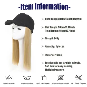 Women Baseball Cap With Long Straight Synthetic Hair Integrated Wig Hat Natural Looking Extensions Casual Fashion Cap Wig