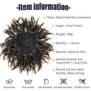 Detailed view of 15cm gradient curly hair extension, chemical fiber, spiral braid piece.