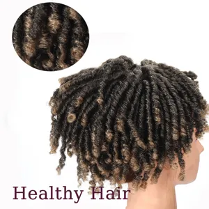 Synthetic curly dreadlocks hairpiece with gradient color and clear texture detail closeup.