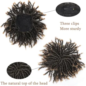 African Spiral Dreadlocks Hair Extension Ombre Curly Hair Piece With Three Clips Synthetic Fiber Top Hair Extension For Women