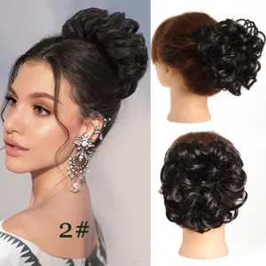 Chignon synthétique pour femme, extension de cheveux bouclés avec peigne amovible, 11cm.