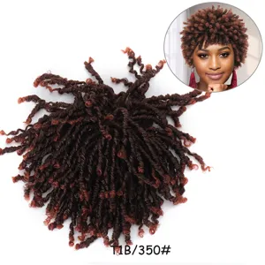 Synthetic Afro Curly Dreadlocks Hair Extensions Gradient Brown Wig Piece Main View