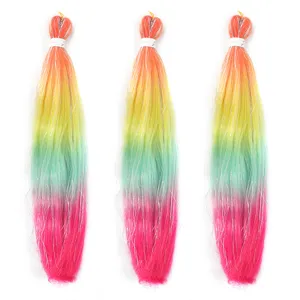 Bunte synthetische Regenbogen Haarverlängerungen mit Glitzer für coole Frisuren jetzt.