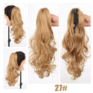 Synthetische golvende paardenstaart extensie klauw clip 45 cm haarstuk voor dames 27#