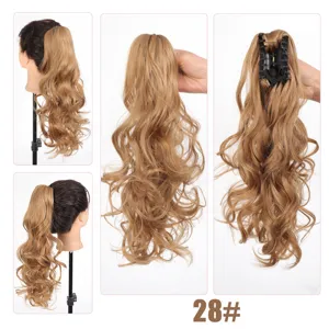 Synthetische Klauw Clip Paardenstaart Extensie Lang Golvend Haar 45cm Bruine Pruik Voor Vrouwen