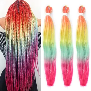 Exotische Farbverlauf Synthetische Zöpfe Perücke Haarverlängerungen Mit Laser Lametta Hip Hop Dreadlocks Haarseil Für Damen Party Dekoration