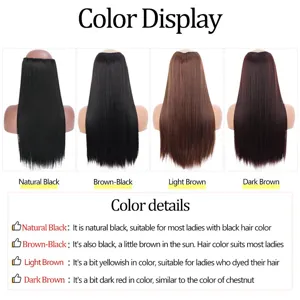 Extension de cheveux synthétique en forme de V avec quatre clips couleur droite