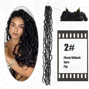 Crochet Faux Locs Hair Extensions 30 Inch Black Goddess Soft Locs Synthetic Braiding Hair for Women