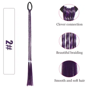 Detail view of the colorful synthetic hair braid extension with soft and smooth texture.