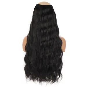 Extension de cheveux ondulée noire en V pièce à clip pour femmes perruque longue naturelle