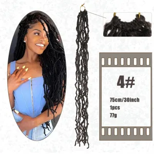 Synthetic crochet faux locs dreadlocks hair extensions 30 inch 77g brown color for women