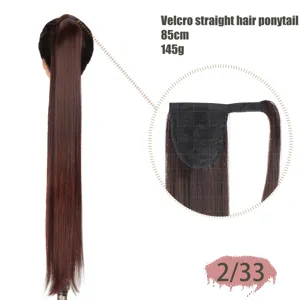Lange stijve paardenstaart 85cm synthetische wikkelklittenband pruik voor dames dagelijks.