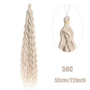 Vue détaillée de l'extension de cheveux dreadlocks synthétiques en 55 cm de longueur.