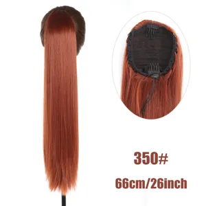 Larga cola de caballo sintética lisa con cordón ajustable de 66cm en color cobre.