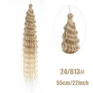 Extension de cheveux synthétiques tressés deep wave blonde 55 cm 22 pouces pour femmes.