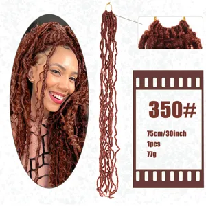 Synthetic crochet faux locs hair extensions, 30 inch brown dreadlocks hair for women.