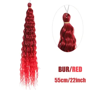 Extensions de cheveux crochet bouclés rouges, 55 cm cheveux synthétiques à tresser.