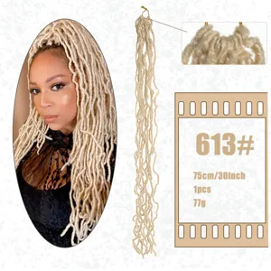 Blonde crochet faux locs hair extensions, 30 inch long curly dreadlocks for women braids.