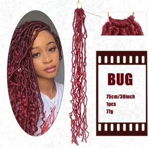 Synthetic faux locs crochet hair, 30 inch burgundy braiding hair extensions for women 1pc.