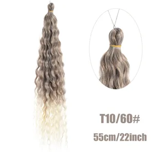 Extensions de cheveux synthétiques au crochet, dreadlocks ondulées blondes de 55 cm.