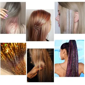 Glitzer Haar-Lametta Verlängerungen metallisch glänzende Haarsträhnen für Frauen Party-Styling.