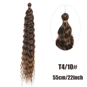 Extension de cheveux crochet deep wave de 55cm couleur T4/10, texture perruque synthétique.