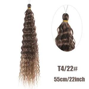 Extension de cheveux au crochet synthétique vague profonde ombre brun perruque bouclée 55cm