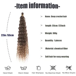 Extensions de Cheveux Synthétiques Crochet Deep Wave Afrique pour Femmes Accessoires de Tressage de Cheveux Bouclés Ombre