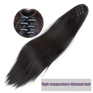 Long straight claw clip ponytail synthetic hair extension for daily wear 50cm natural look