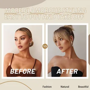 Frangia clip-in capelli veri castano scuro estensione naturale per donne usura quotidiana