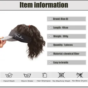 Detail view of curly hair baseball cap visor with length 40cm and chemical fiber material.