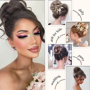 Synthetic hair bun scrunchie hairpiece for women, messy updo hair extension accessory.