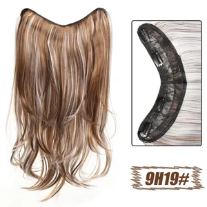 Synthetic V-shaped layered long hair extension clip-in natural one-piece hair piece for women