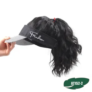 Synthetic curly hair hat cap with visor, black kinky curly wig baseball cap for women.