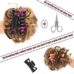 Synthetic hair bun claw clip messy hair scrunchie hairpiece for women daily styling accessory