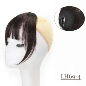 Frangetta in capelli umani clip marrone scuro accessorio vista dettagliata con retina